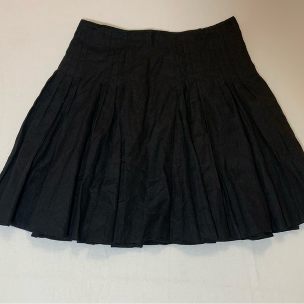 Black Linen Pleated Skirt Sz 6 Ann Taylor Loft Ladies Lined